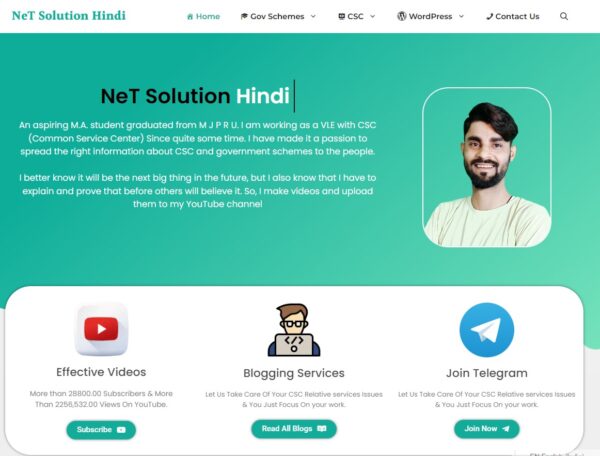 Net Solution Hindi Home Template Download